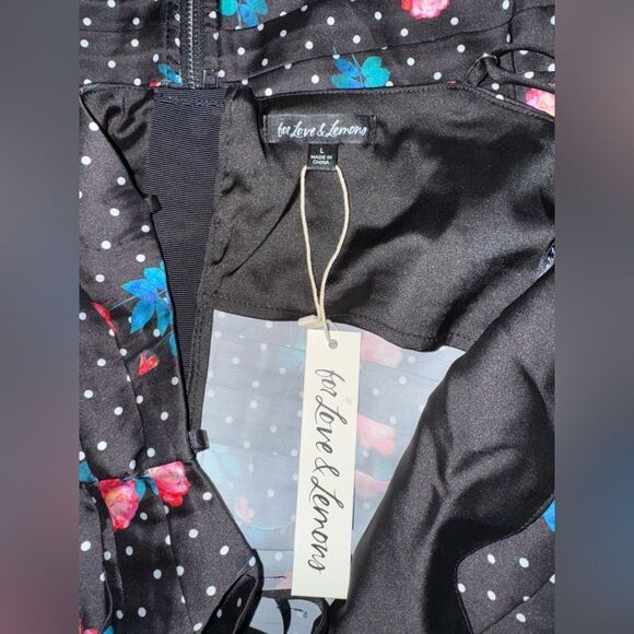 NWT For Love & Lemons Posey Mini Dress in Black Size Large - Picture 7 of 7